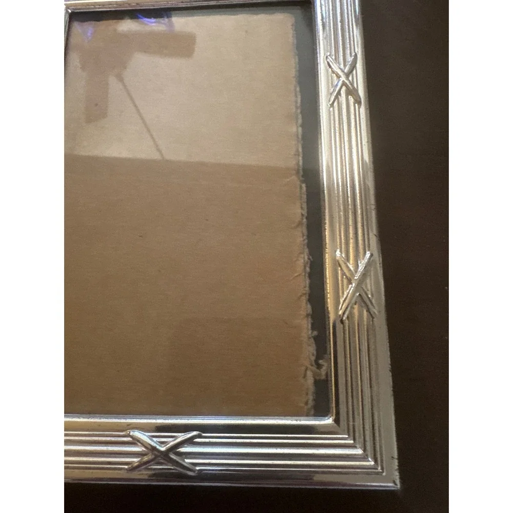 Argento SC Silver Ribbed Picture Frame 4x6 Crisscross X Design Tabletop Decor